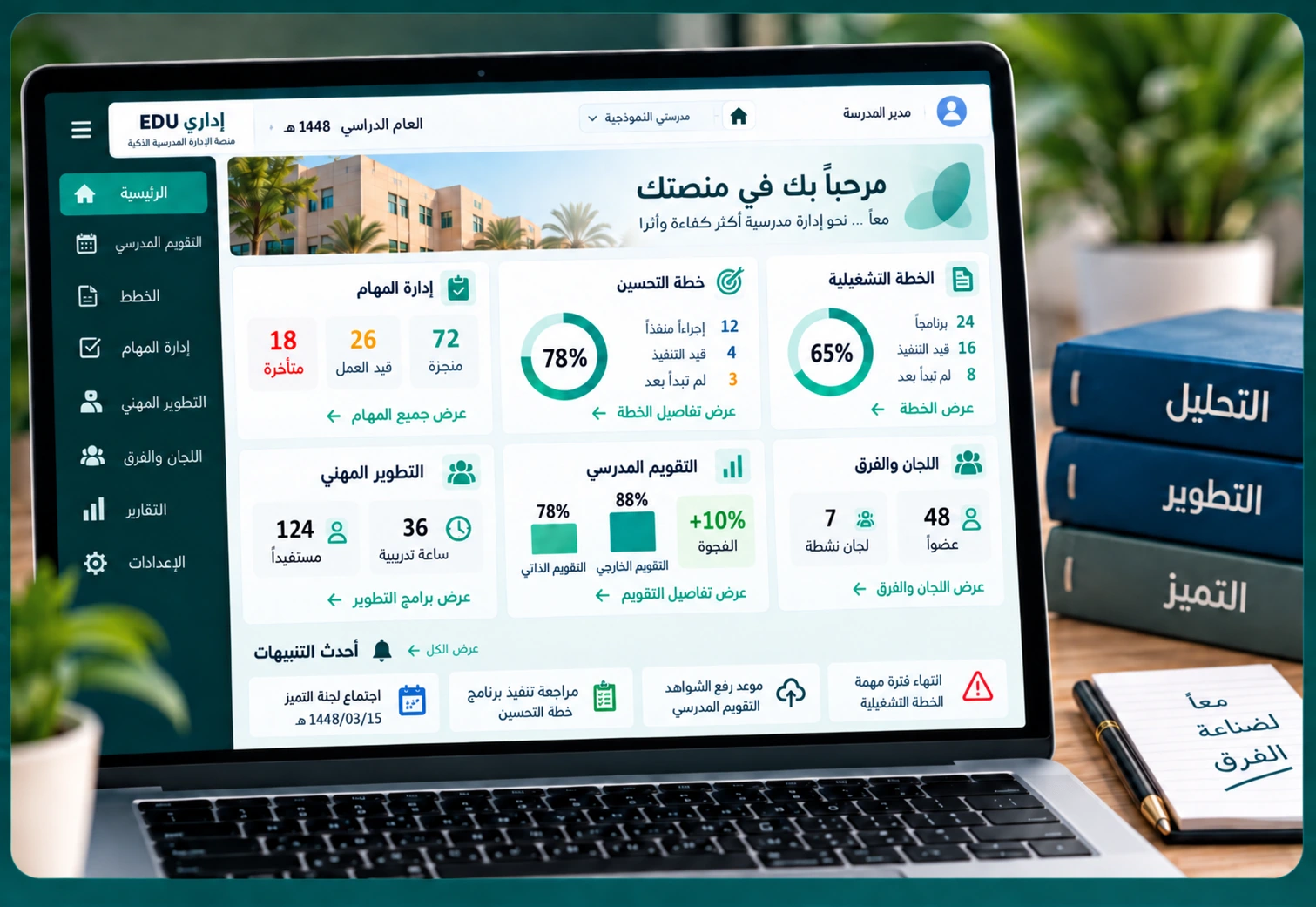 لوحة تحليل بصري لنتائج التقويم المدرسي